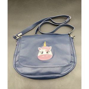 31 Thirty- One Blue Pebble With Unicorn Face Crossbody Purse NWOT